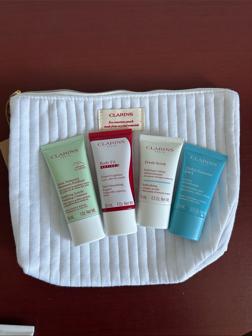Clarins Skincare Set in White Pouch